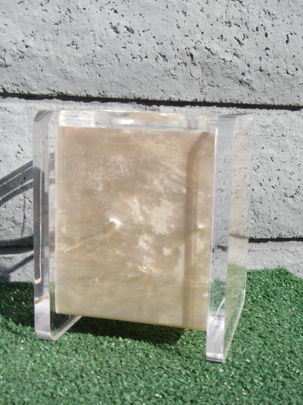Vintage Lucite Mother Of Pearl Square Tissue Box Holder